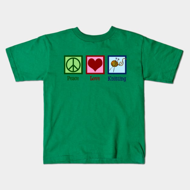 Cute Peace Love Knitting Pink Kids T-Shirt by epiclovedesigns